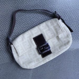 Vintage Fendi Zucca Baguette in Cream